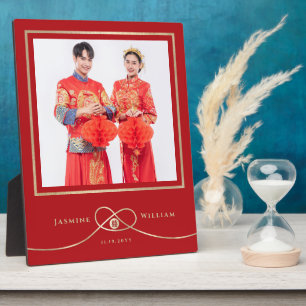 Red Knot Double Happiness Chinesisches Hochzeitsfe Fotoplatte
