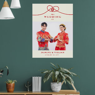Red Knot Double Happy Chinese Wedding Sign Poster