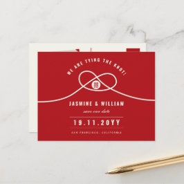 Red Knot Double Xi chinesische Hochzeit speichern  Ankündigungspostkarte