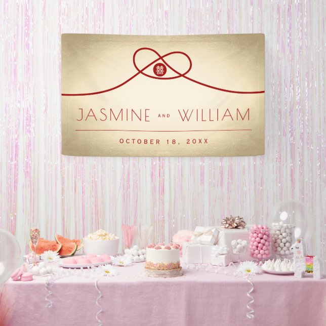 Red Knot Gewerkschaft Double Happiness Chinesische Banner (Party)