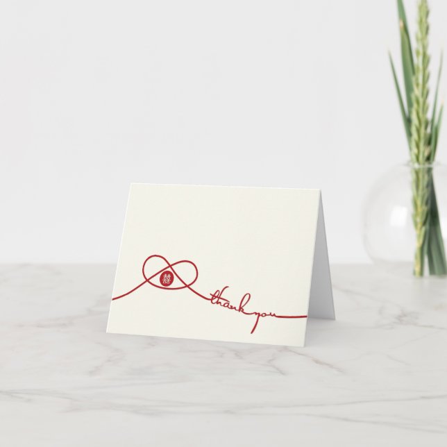 Red Knot Gewerkschaft Double Happiness Chinesische Dankeskarte (Vorderseite)
