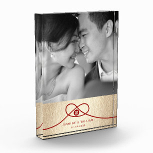 Red Knot Gewerkschaft Double Happiness Chinesische Fotoblock