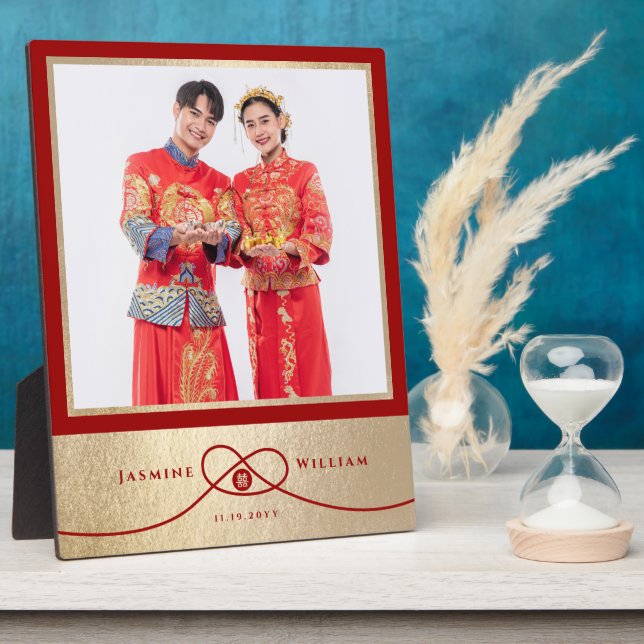 Red Knot Gewerkschaft Double Happiness Chinesische Fotoplatte (Seite)