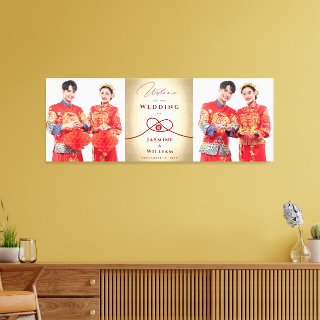 Red Knot Gewerkschaft Double Happiness Chinesische Leinwanddruck (Insitu (Wohnzimmer))