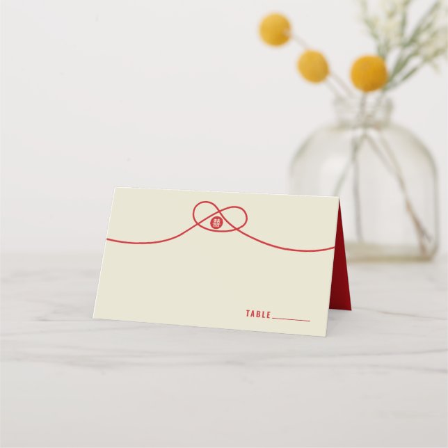 Red Knot Gewerkschaft Double Happiness Chinesische Platzkarte (Vorderseite)