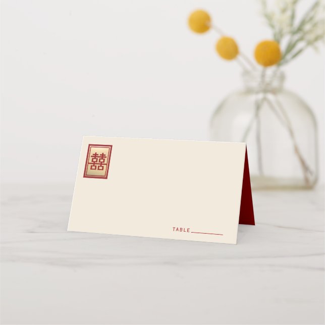 Red Knot Gewerkschaft Double Happiness Chinesische Platzkarte (Vorderseite)
