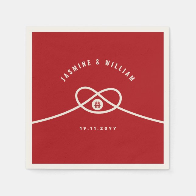 Red Knot Gewerkschaft Double Happiness Chinesische Serviette (Vorderseite)