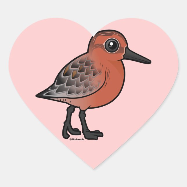 Red Knot Herz-Aufkleber (Vorderseite)