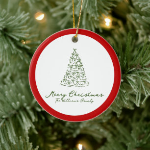 Red Knot Modern Christmas Keramik Ornament