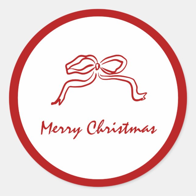 Red Knot Modern Christmas Runder Aufkleber (Vorderseite)