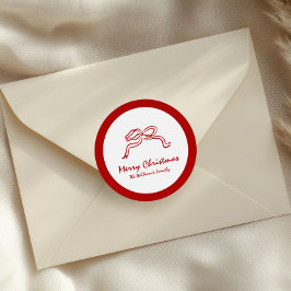 Red Knot Modern Christmas Runder Aufkleber