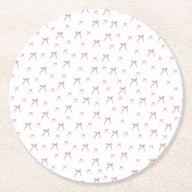 Red Knot Modern Christmas Runder Pappuntersetzer (Vorderseite)