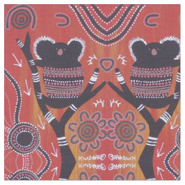 Red Koala Aboriginal Art Fabric Stoff