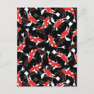 Red Koi Fish Pattern Postkarte