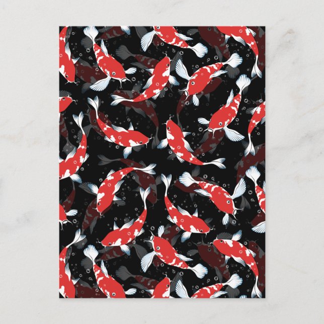 Red Koi Fish Pattern Postkarte (Vorderseite)