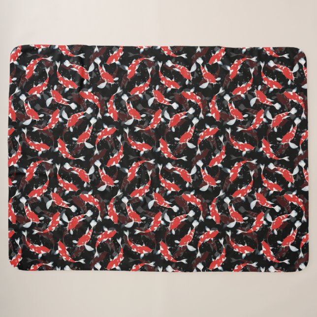 Red Koi Fish Pattern Sherpadecke (Vorderseite (Horizontal))