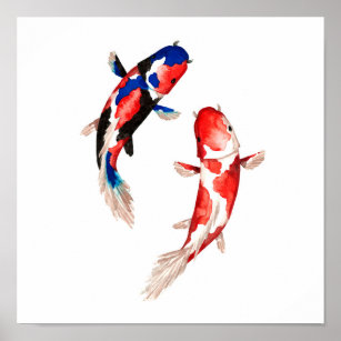 Red Koi Fish Poster