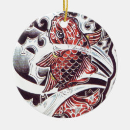 Red Koi Tattoo Design Keramik Ornament