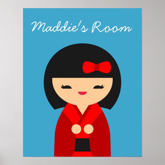 Red Kokeshi Japanische Puppen Poster (Vorne)