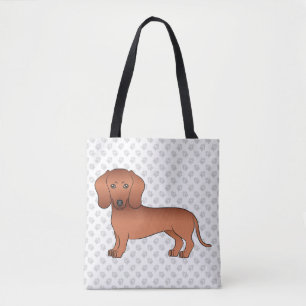 Red Kurz Hair Dackel Niedlich Cartoon Dog & Paws Tasche