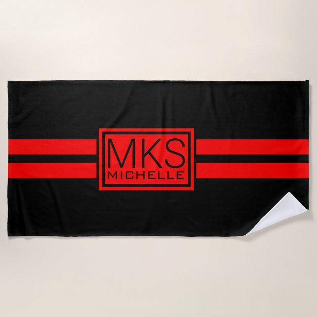 Red Label Black RS Mit Monogramm Beach Handtuch (Vorderseite)