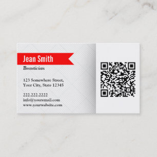 Red Label QR Code Beautician Business Card Visitenkarte