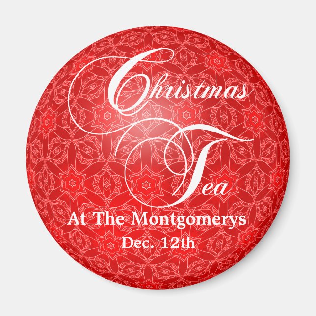 Red Lace Christmas Tee Save the Date Magnet (Vorne)