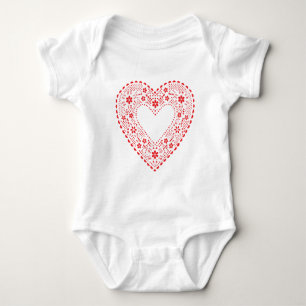 Red Lace Heart Baby Strampler