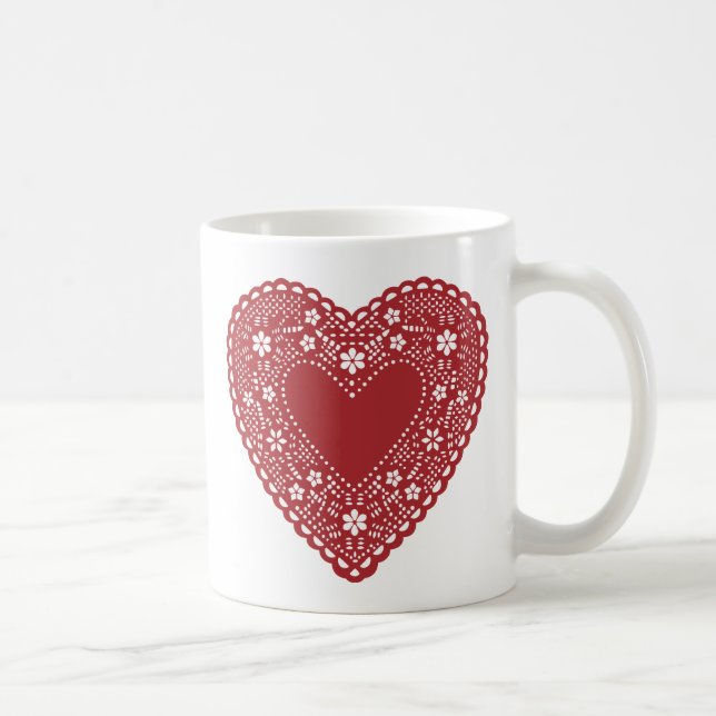 Red Lace Heart Kaffeetasse (Rechts)