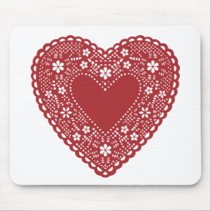 Red Lace Heart Mousepad