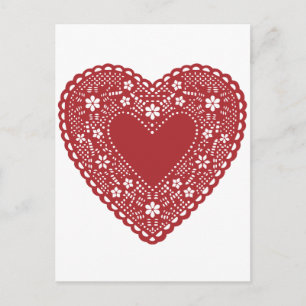 Red Lace Heart Postkarte