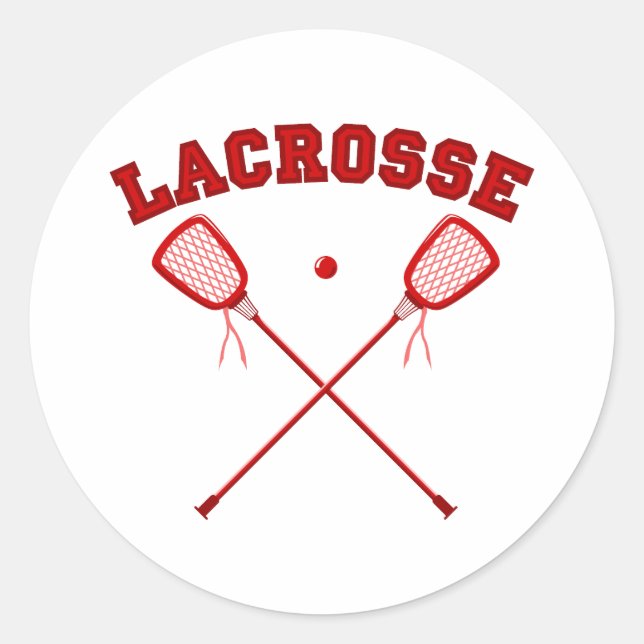 Red Lacrosse Logo Runder Aufkleber (Vorderseite)