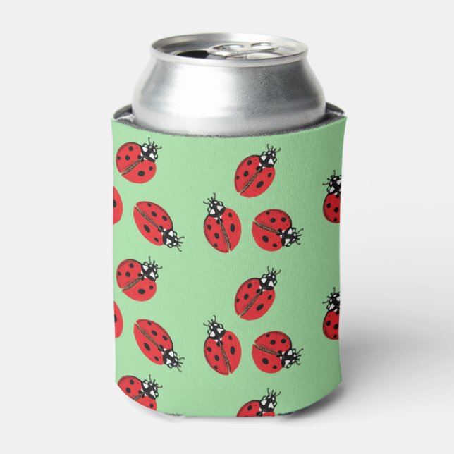 Red Lady Bug Illustration Dosenkühler (Kanne Vorderseite)
