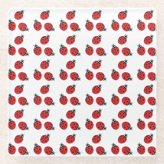 Red Lady Bug Illustration White Glasuntersetzer (Vorderseite)