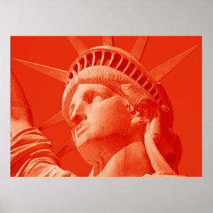 Red Lady Liberty Statue New York Poster