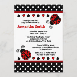 Red Ladybug Baby Shooter Black and White Polka Dot Einladung
