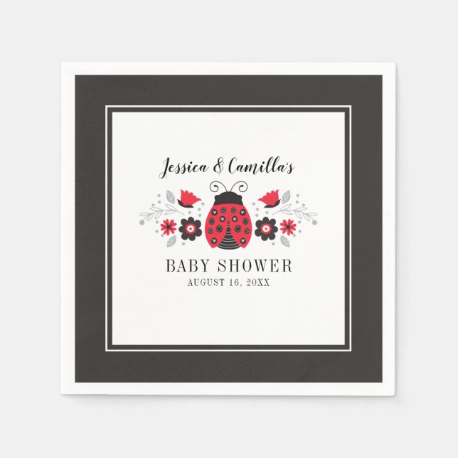 Red Ladybug Baby Shower Napkin Serviette (Vorderseite)