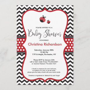 Red Ladybug Babydusche Einladung