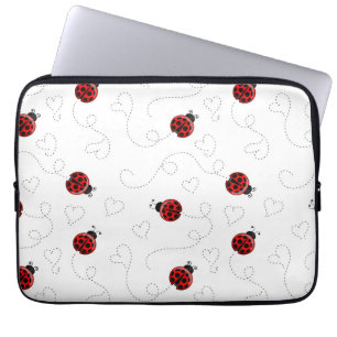 Red Ladybug Beetle Insect Lover Black Hearts Laptopschutzhülle