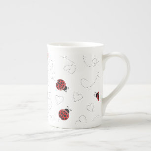Red Ladybug Beetle Insect Lover Black Hearts Prozellantasse