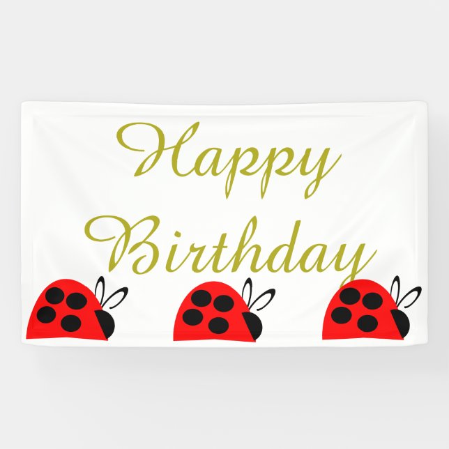 Red Ladybug Birthday Banner (Horizontal)
