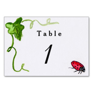Red Ladybug Garden Custom Number Table Cards Tischnummer