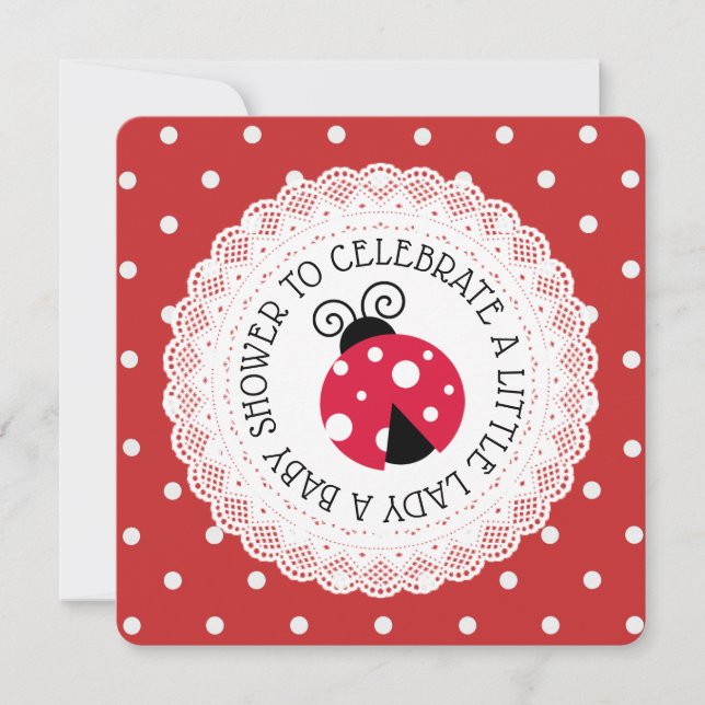 Red Ladybug Girl Baby Shower Einladungen (Vorderseite)