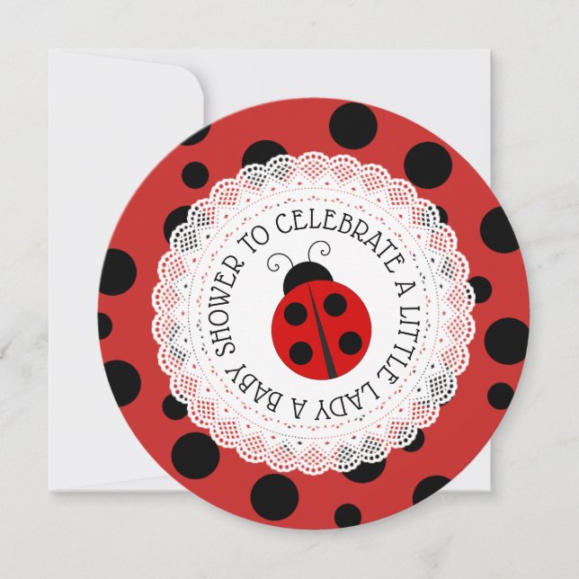 Red Ladybug Girl Baby Shower Einladungen (Vorderseite)