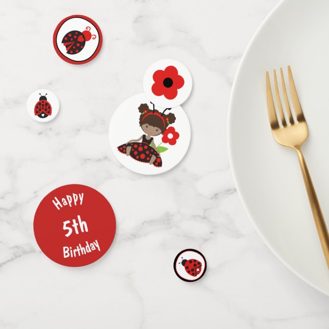 Red Ladybug Girl Birthday Konfetti (Gruppe)