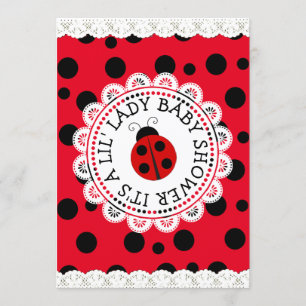 Red Ladybug Girl's Baby Shower Einladung