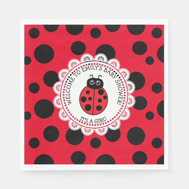 Red Ladybug Girl's Baby Shower Serviette (Vorderseite)