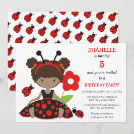 Red Ladybug Girls Birthday Party Invitation