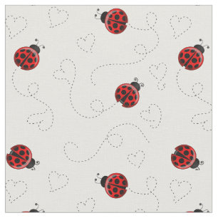 Red Ladybug Herzbahnmuster Stoff