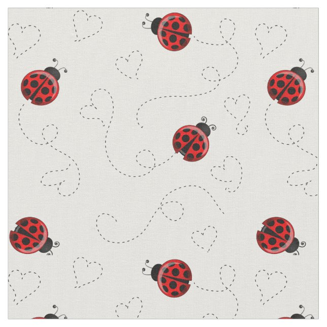 Red Ladybug Herzbahnmuster Stoff (Nahaufnahme)